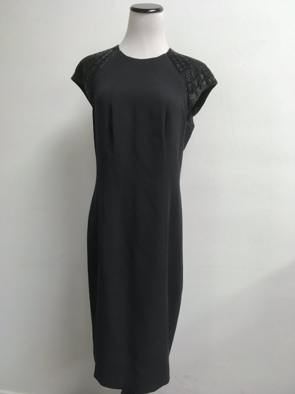 RALPH LAUREN black label SILK SHEATH dress BEADED midi 10